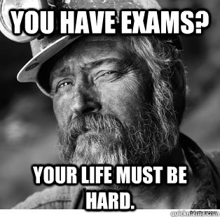 You have exams? Your life must be hard.  