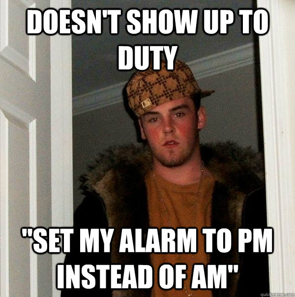 Doesn't show up to duty 