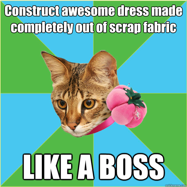 Construct awesome dress made completely out of scrap fabric LIKE A BOSS  Fashion major cat