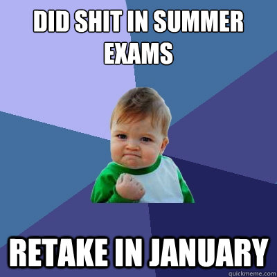 Did shit in summer exams retake in january  Success Kid