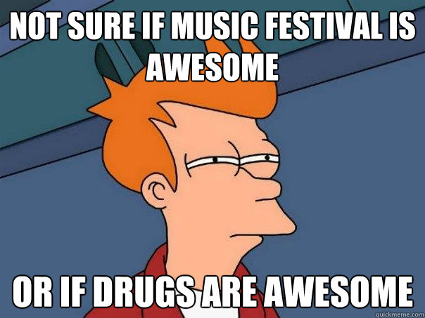 Not sure if music festival is awesome Or if drugs are awesome  Futurama Fry