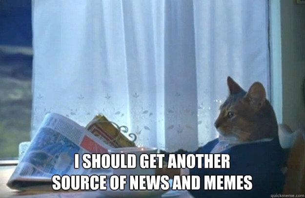 I should get another
source of news and memes  Sophisticated Cat