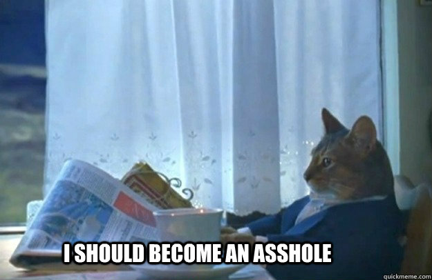 I SHOULD BECOME AN ASSHOLE  Sophisticated Cat is broke