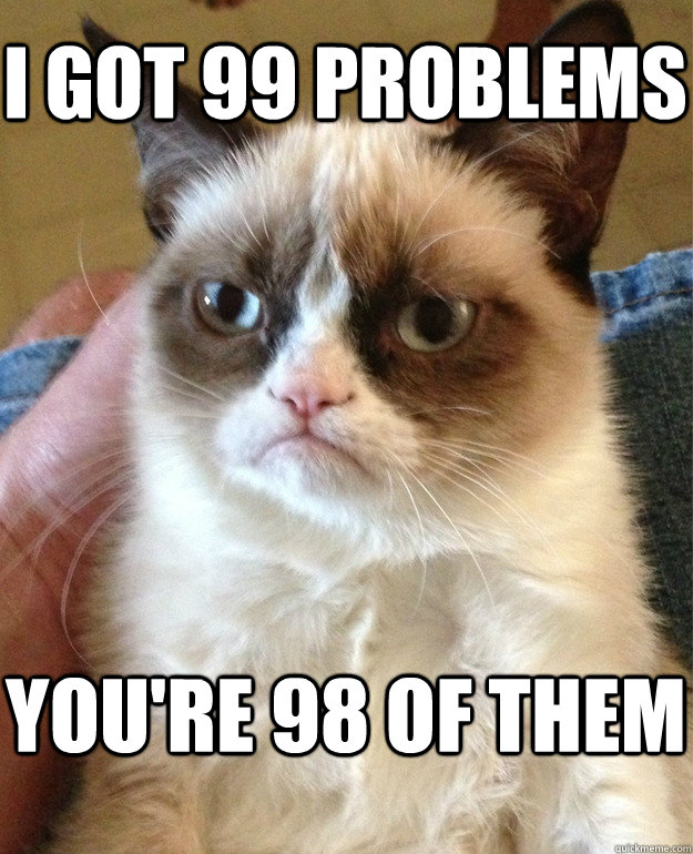 I got 99 problems you're 98 of them  Grumpy Cat