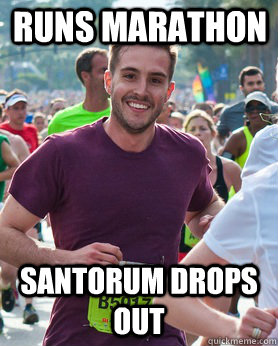 runs Marathon Santorum Drops Out  Ridiculously photogenic guy