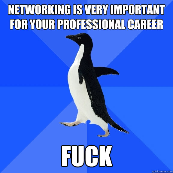networking is very important for your professional career fuck  Socially Awkward Penguin