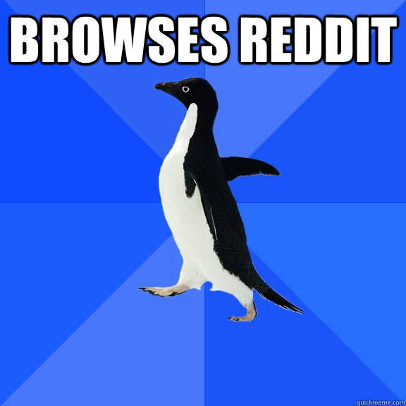 Browses Reddit   Socially Awkward Penguin