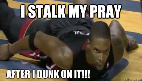 i stalk my pray after i dunk on it!!! - i stalk my pray after i dunk on it!!!  chris bosh meme