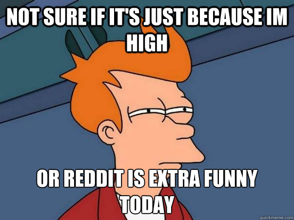 Not sure if it's just because im high or reddit is extra funny 
today  Not sure Fry
