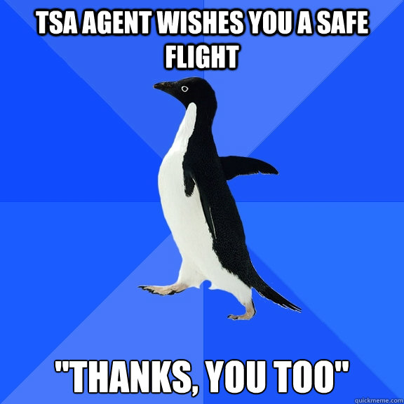 tsa agent wishes you a safe flight 