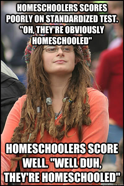 homeschoolers scores poorly on standardized test. 