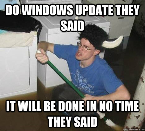 do windows update they said it will be done in no time they said  They said