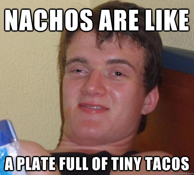 nachos are like a plate full of tiny tacos - nachos are like a plate full of tiny tacos  10 Guy