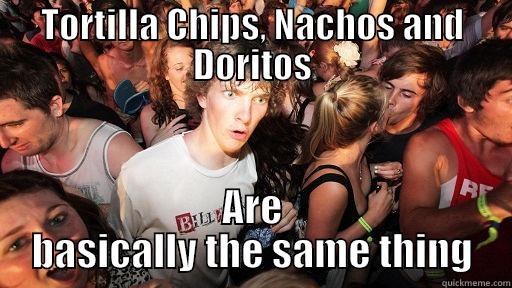 TORTILLA CHIPS, NACHOS AND DORITOS ARE BASICALLY THE SAME THING Sudden Clarity Clarence