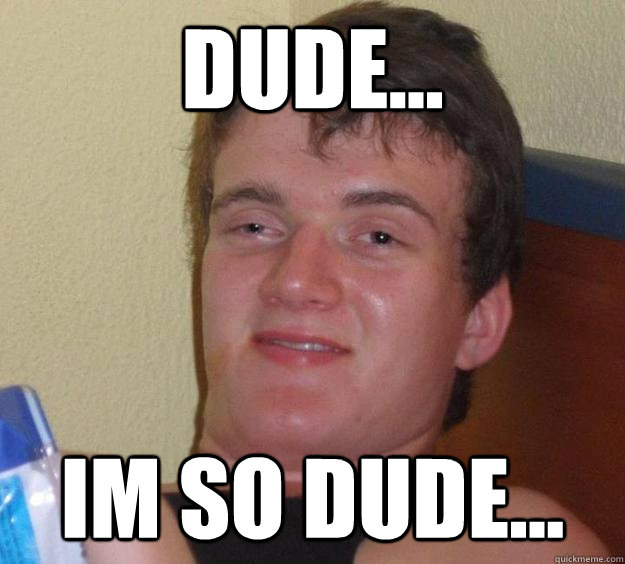 Dude... Im so dude...  10 Guy