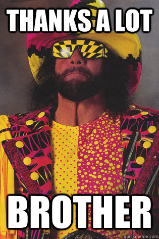 thanks a lot brother - thanks a lot brother  Macho Man Randy Savage