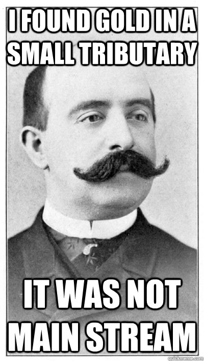 I found gold in a small tributary  it was not main stream  19th Century Hipster Gentleman