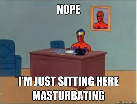 nope i'm just sitting here masturbating  Adventurer Spiderman