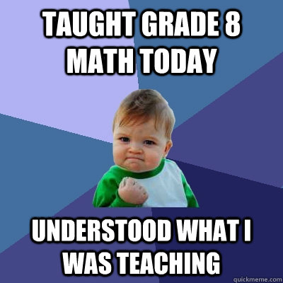 Taught Grade 8 math today Understood what i was teaching  Success Kid