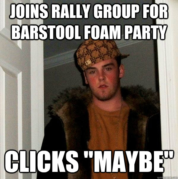 joins rally group for barstool foam party clicks 