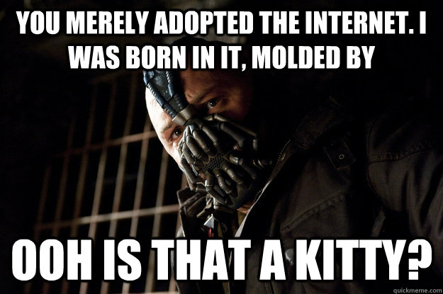 You merely adopted the internet. I was born in it, molded by ooh is that a kitty?  