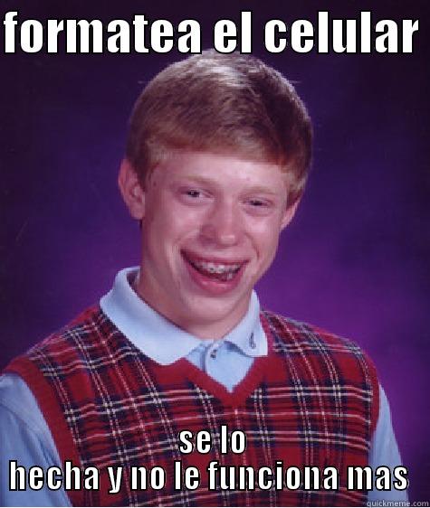 FORMATEA EL CELULAR  SE LO HECHA Y NO LE FUNCIONA MAS  Bad Luck Brian