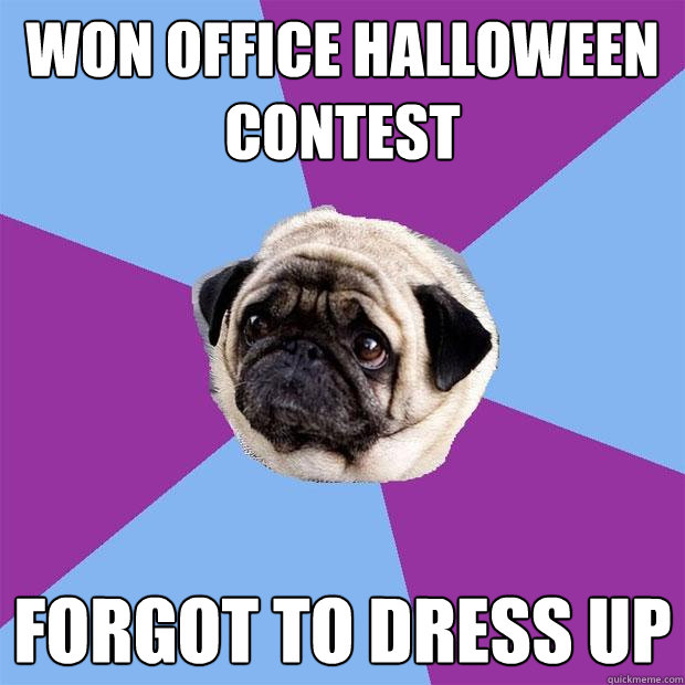 won office halloween contest forgot to dress up - won office halloween contest forgot to dress up  Lonely Pug