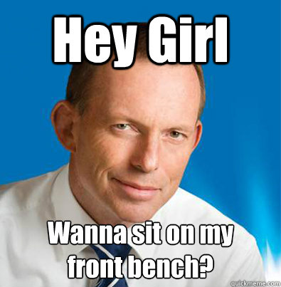 Hey Girl Wanna sit on my 
front bench?  Hey Girl Tony Abbott