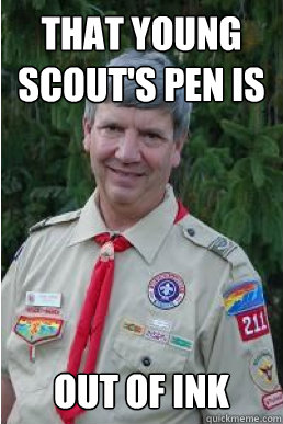 that young scout's pen is out of ink  Harmless Scout Leader