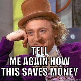  TELL ME AGAIN HOW THIS SAVES MONEY Condescending Wonka