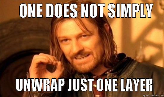     ONE DOES NOT SIMPLY    UNWRAP JUST ONE LAYER Boromir