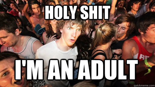 holy shit i'm an adult - holy shit i'm an adult  Sudden Clarity Clarence