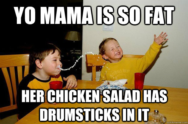 yo mama is so fat her chicken salad has drumsticks in it  yo mama is so fat