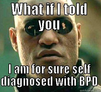 Of course I do - WHAT IF I TOLD YOU I AM FOR SURE SELF DIAGNOSED WITH BPD Matrix Morpheus