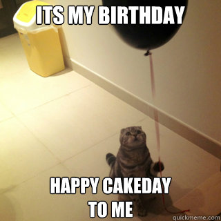 Its my birthday Happy Cakeday
To me  Sad Birthday Cat