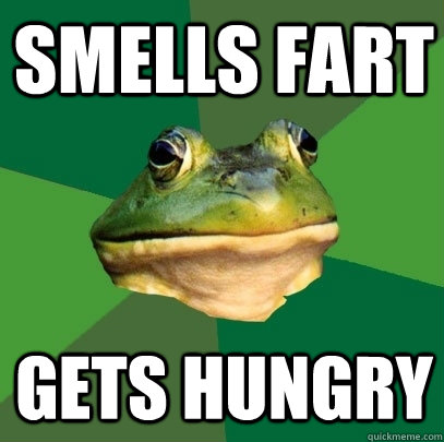smells fart gets hungry  Foul Bachelor Frog