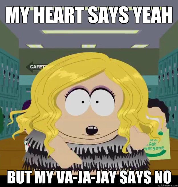 my heart says yeah but my va-ja-jay says no  cartmans vajajay