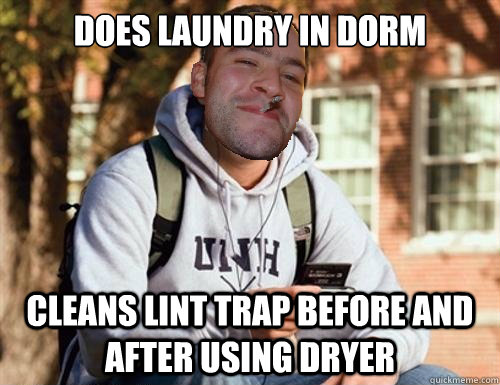 Does laundry in dorm cleans lint trap before and after using dryer  