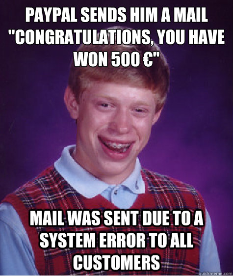 paypal sends him a mail 