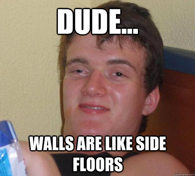 Dude... Walls are like side floors  10 Guy