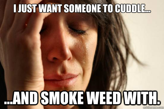 I just want someone to cuddle... ...and smoke weed with.  First World Problems
