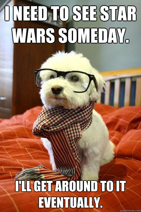I need to see Star Wars someday. I'll get around to it eventually.  Hipster Dog