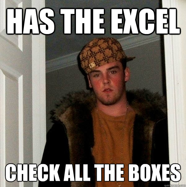 Has the excel CHECK ALL THE BOXES  Scumbag Steve