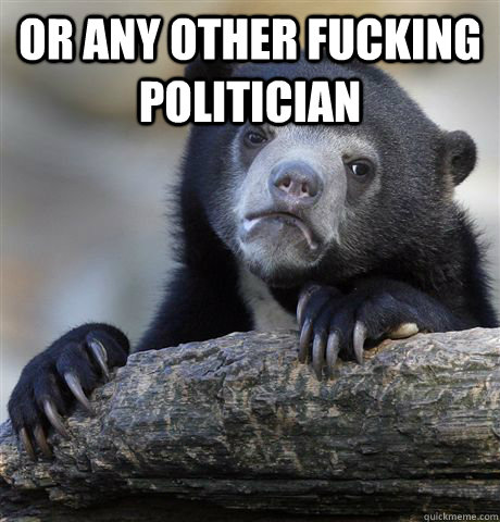 Or any other fucking politician   Confession Bear