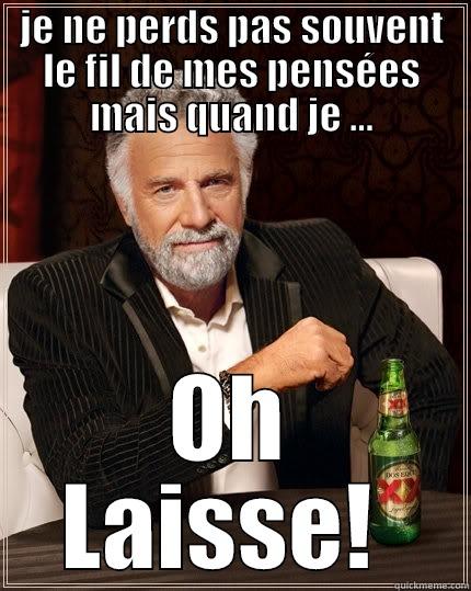 JE NE PERDS PAS SOUVENT LE FIL DE MES PENSÉES MAIS QUAND JE ... OH LAISSE!  The Most Interesting Man In The World