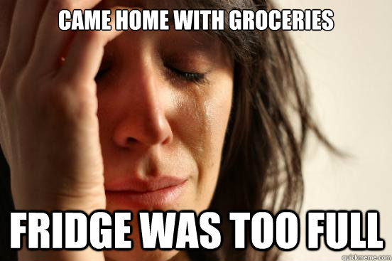 came home with groceries fridge was too full  First World Problems