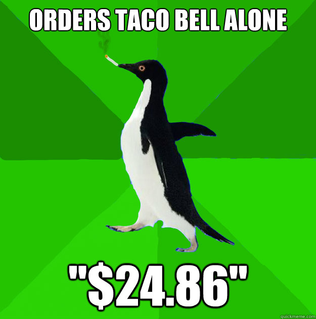 Orders taco bell alone 
