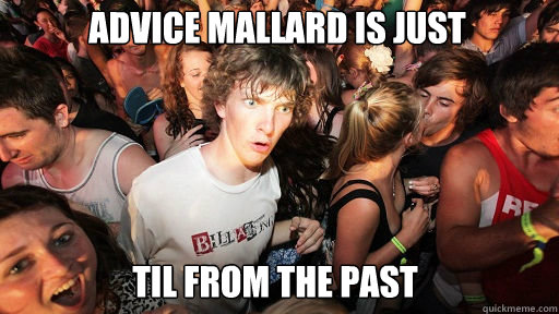 advice mallard is just
 TIL from the past  Sudden Clarity Clarence