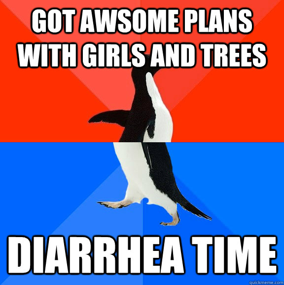 Got awsome plans with Girls and trees diarrhea time  Socially Awesome Awkward Penguin