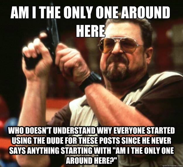 Am I the only one around here Who doesn't understand why everyone started using the dude for these posts since he never says anything starting with 